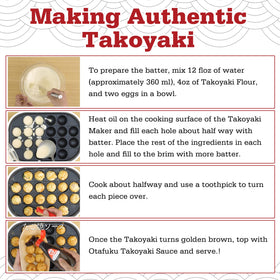 Otafuku takoyaki pan setup for evenly shaped balls