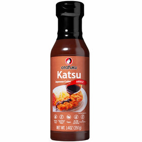 Otafuku Tonkatsu Sauce bottle on counter, ideal for dipping crispy pork cutlets.