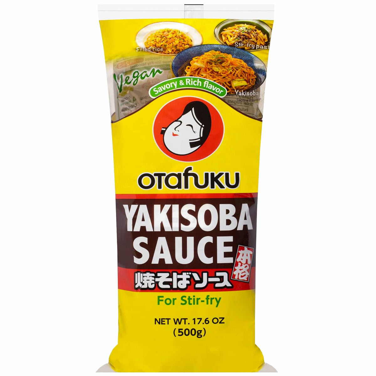 Otafuku Yakisoba Sauce bottle delivers rich umami for quick stir-fries.