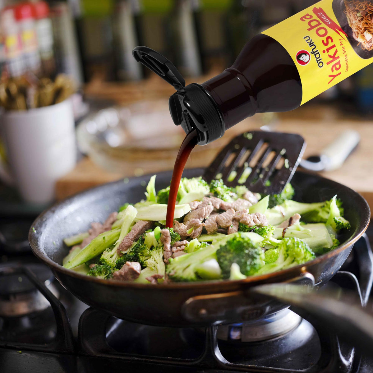 Otafuku Yakisoba sauce kitchen-scene for easy weeknight flavor