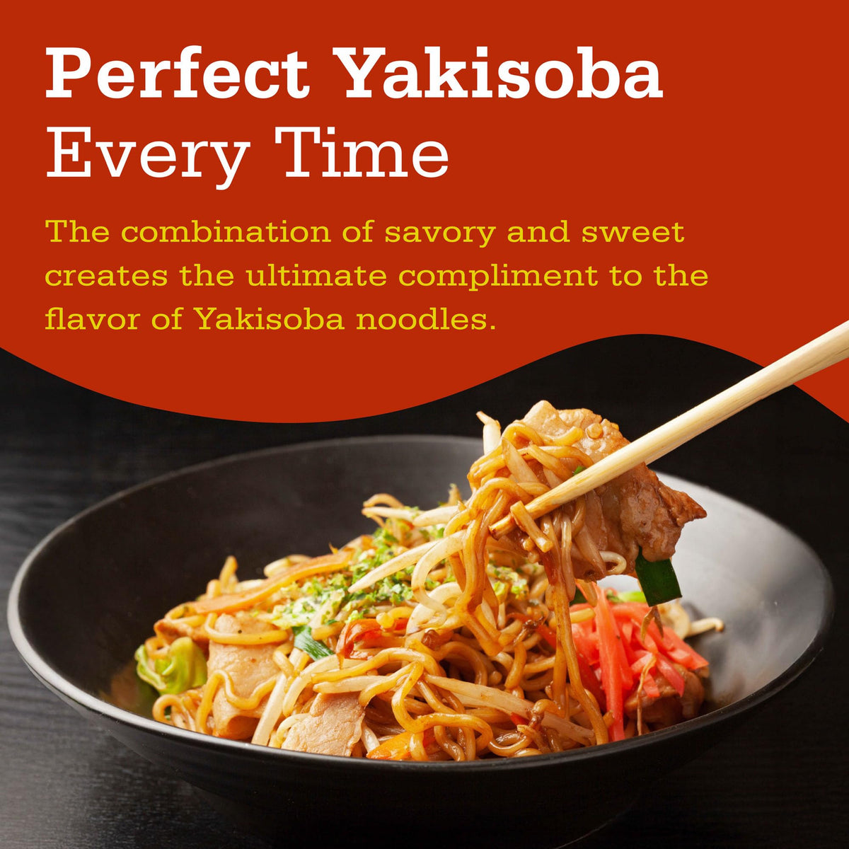 Otafuku Yakisoba sauce with noodles dish featuring glossy coating
