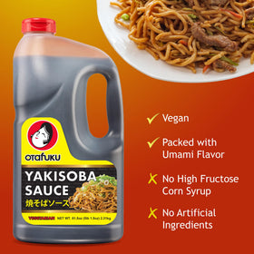 Large restaurant-size jug of Otafuku Yakisoba sauce for family meals