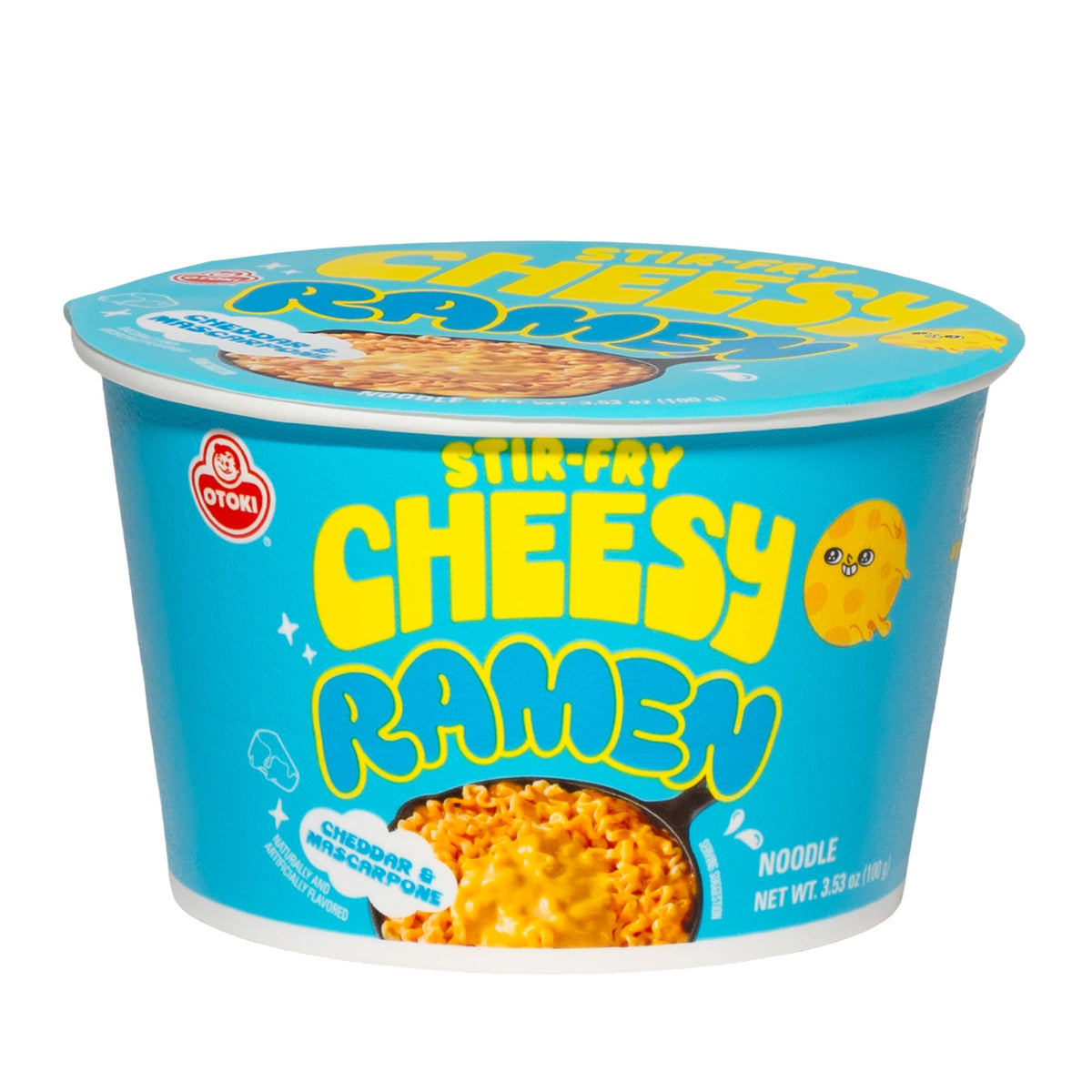 OTOKI Cheesy Stir-Fry Ramen Bowl close-up of creamy cheddar-mascarpone sauce for quick meals.