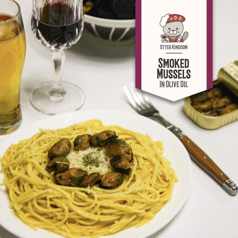 Otter Kingdom mussels in olive oil with glossy pour for serving.