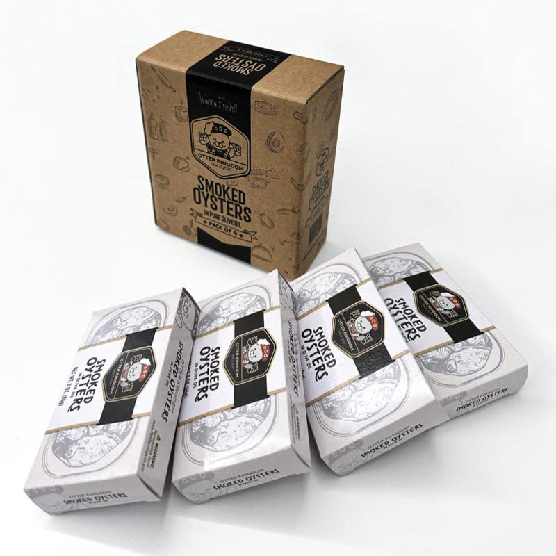 Otter Kingdom smoked oysters in olive oil 3oz can ready for gourmet snacking