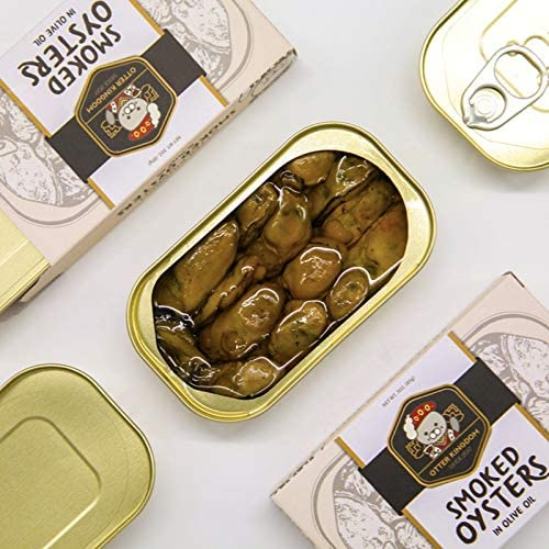 Otter Kingdom smoked oysters in olive oil, BPA-free packaging for safe snacking