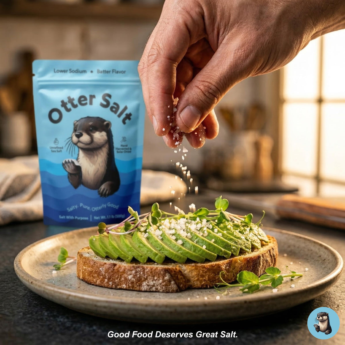 Otter Salt finishing on steak creates a natural, balanced finish.