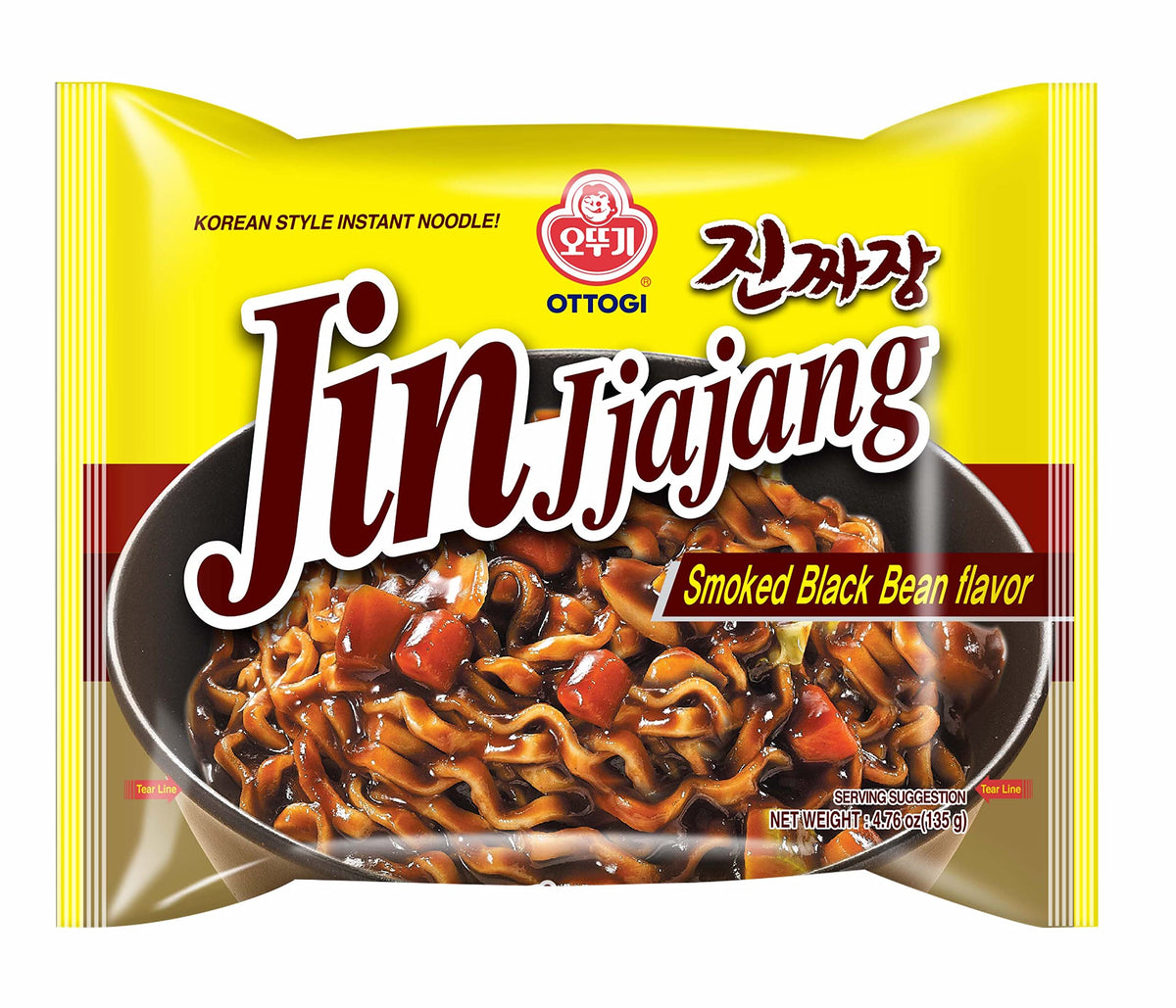 Ottogi Jin Jjajang noodles in a sealed pack for quick weeknight meals.
