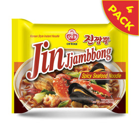 Ottogi Jin Jjambbong chewy noodles soaking in bold broth for satisfying bowls.