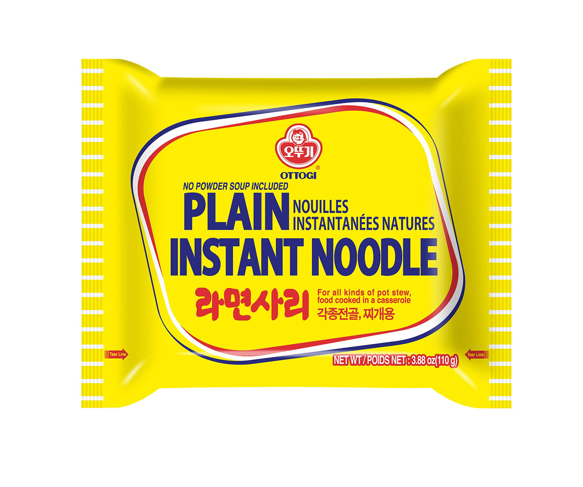Ottogi plain instant noodle packaging; quick base for casseroles and soups.