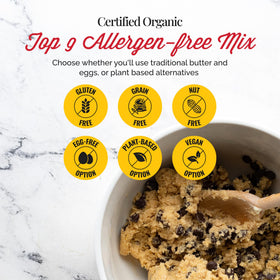 Oven-baking cookies from Otto's Naturals mix fills kitchen with warm aroma.