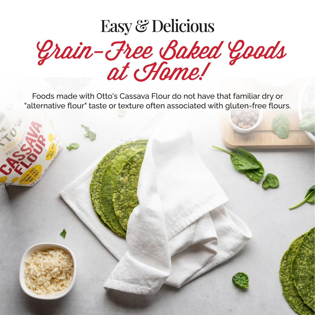 Golden-brown baked goods created with Otto's Naturals cassava flour