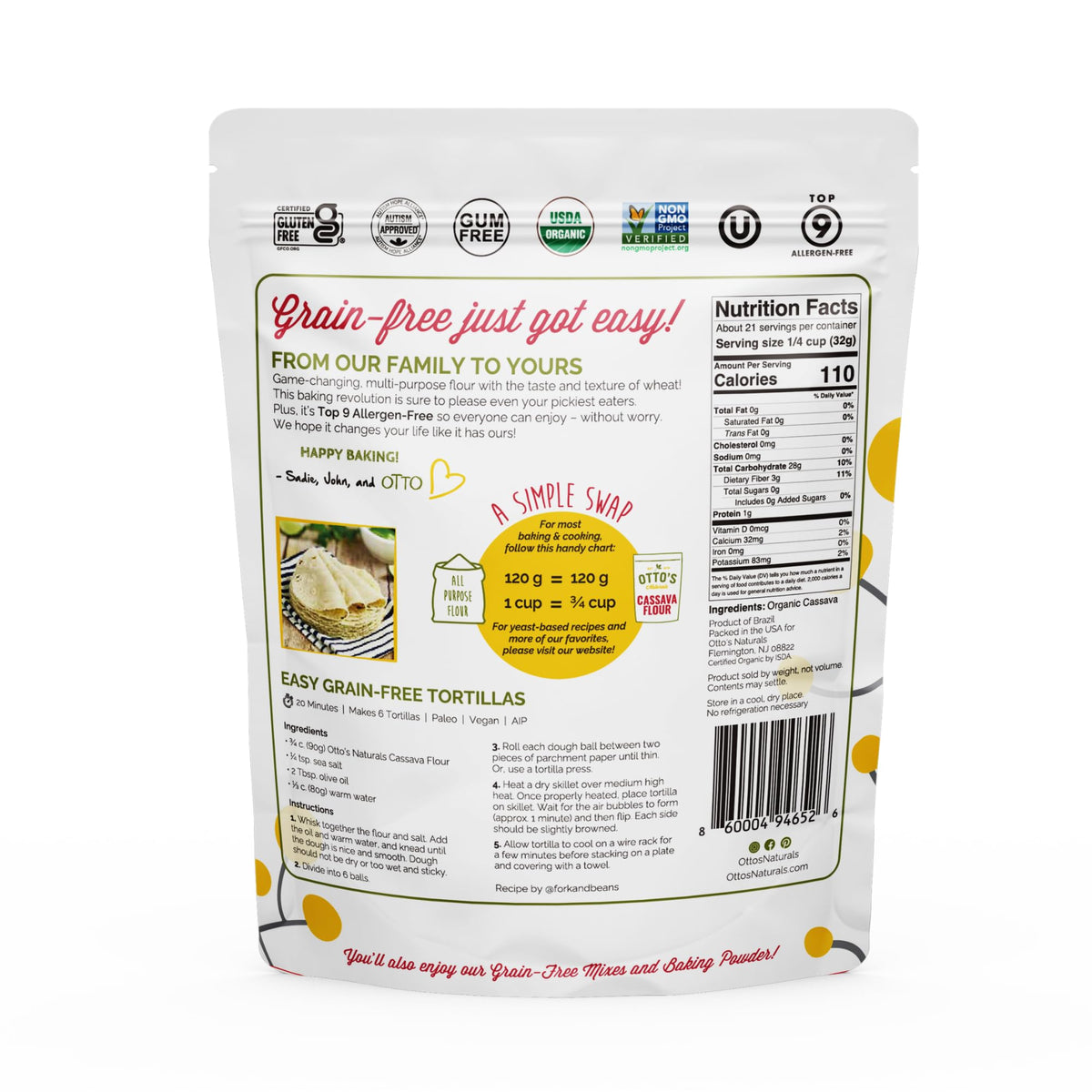 Measuring spoon with Otto's Naturals cassava flour for precise swaps