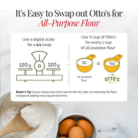 Otto's Naturals cassava flour Non-GMO packaging on shelf.