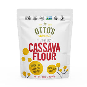Otto's Naturals cassava flour package front highlights gluten-free baking options.