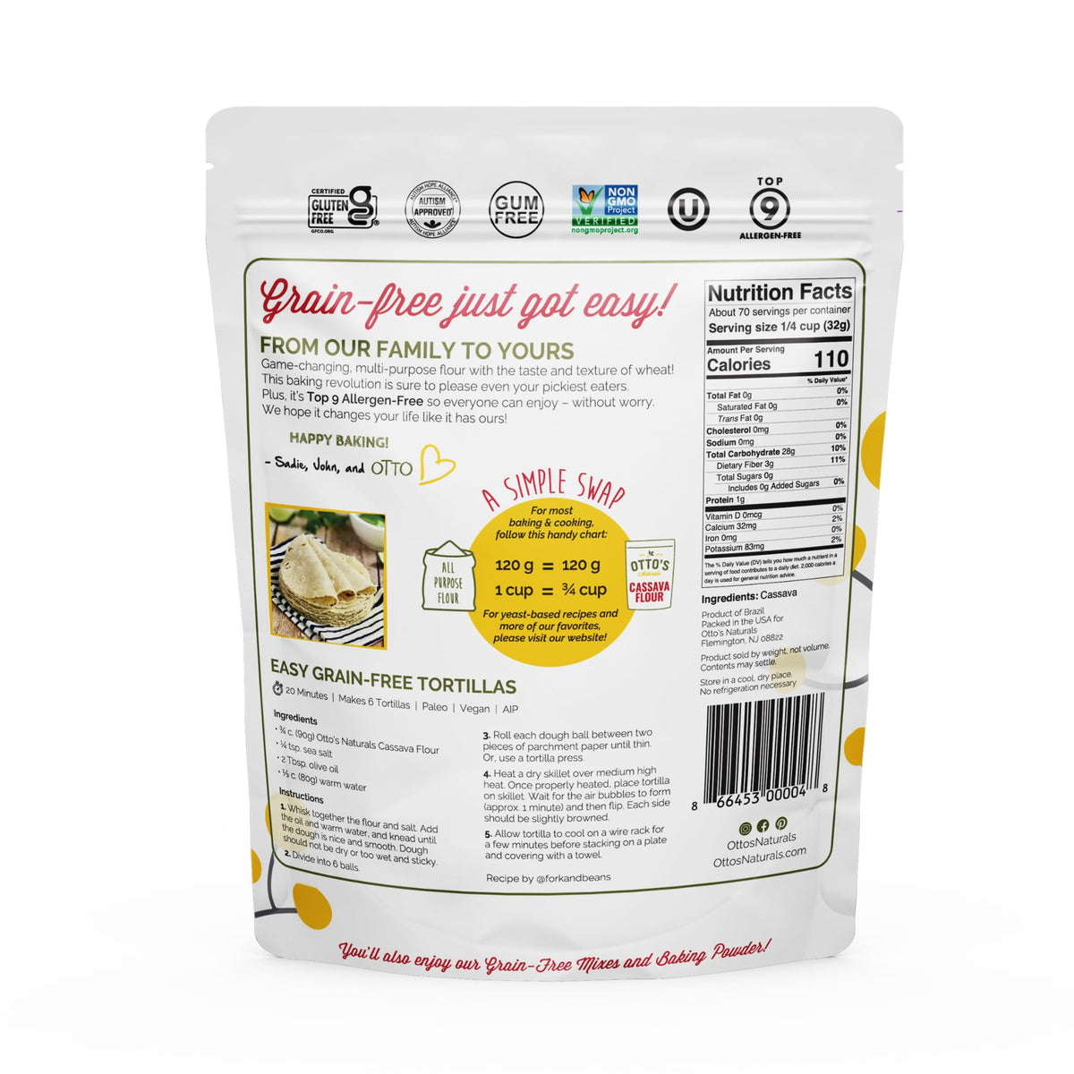 Otto's Naturals cassava flour pancakes on griddle, light and fluffy gluten-free breakfast.