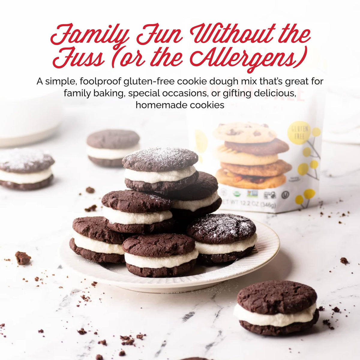 Kids joining in as family bakes with Otto's Naturals mix.