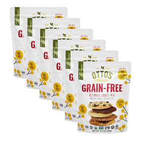 Otto's Naturals grain-free cookie mix packaging highlights organic, allergen-free ingredients.