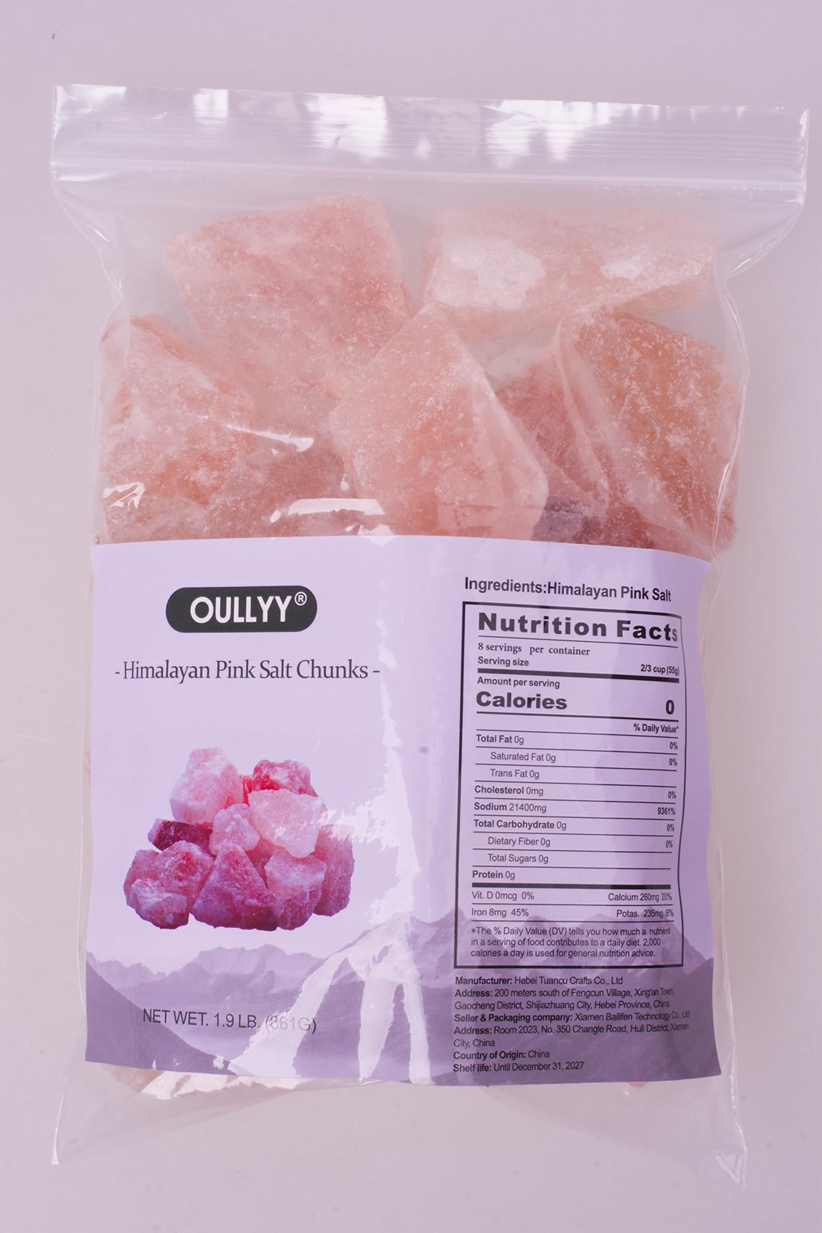 OULLYY Himalayan salt chunks with no processing, suitable for bath tub, lamp, or decor.