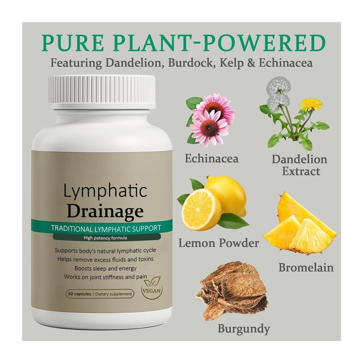 Oulores Lymphatic Drainage blend bottle side view highlighting secure cap and travel-friendly size.