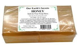 Our Earth's Secrets Honey Melt and Pour Base 2lbs block for DIY soaps.