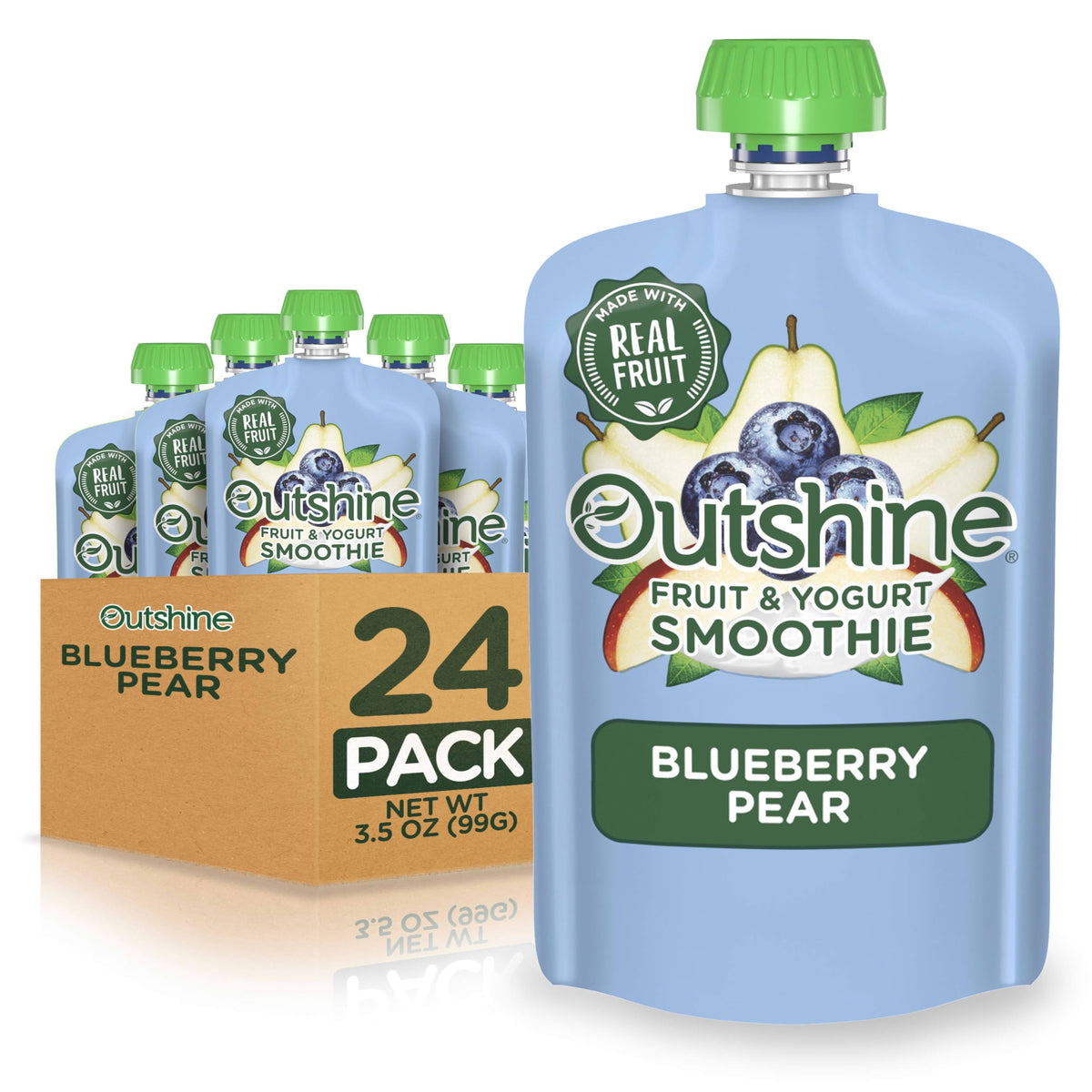 Outshine Fruit & Yogurt Smoothie Blueberry Pear pouch with real fruit flavor for on-the-go enjoyment