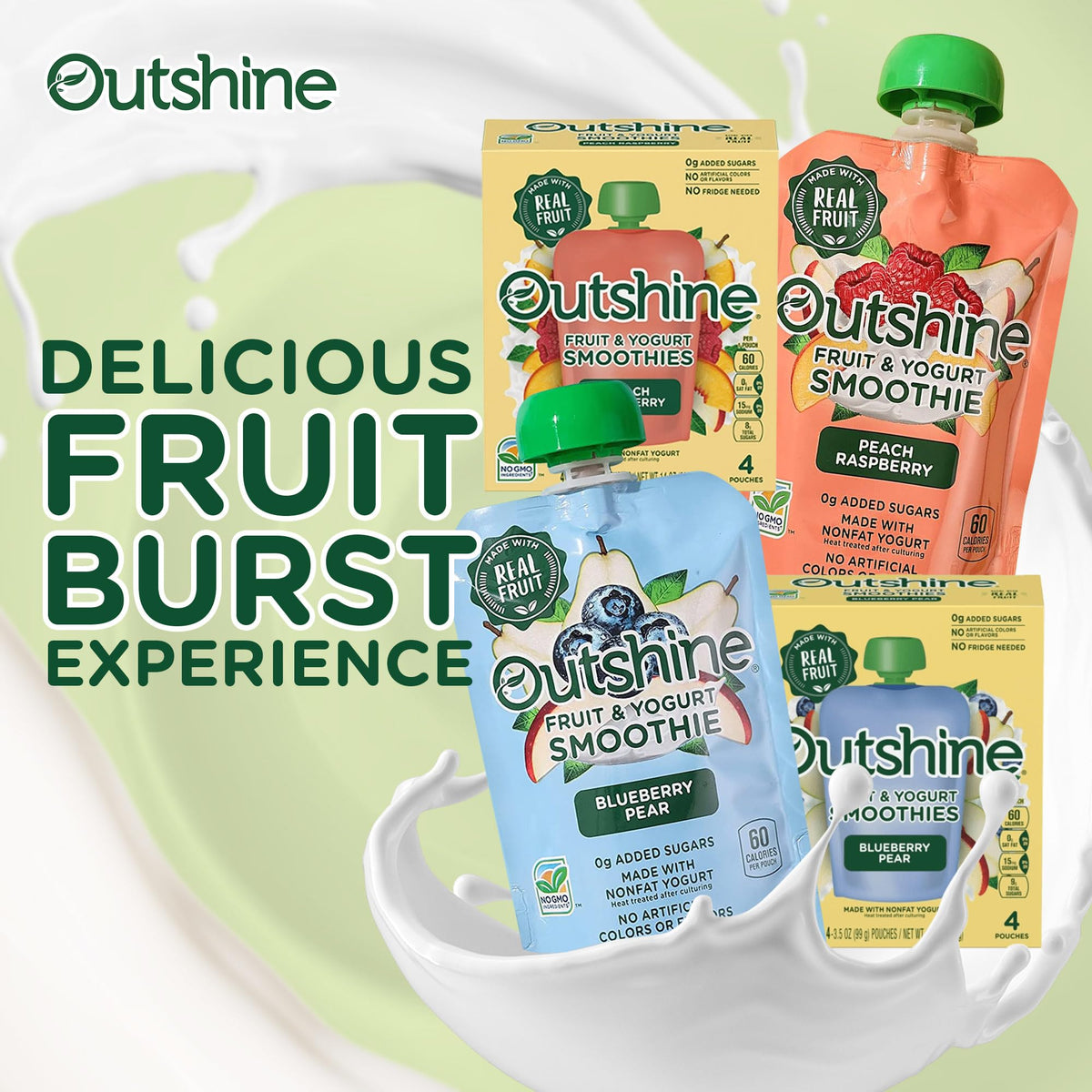 Outshine Fruit & Yogurt Smoothie Pouches close-up fruit swirl texture