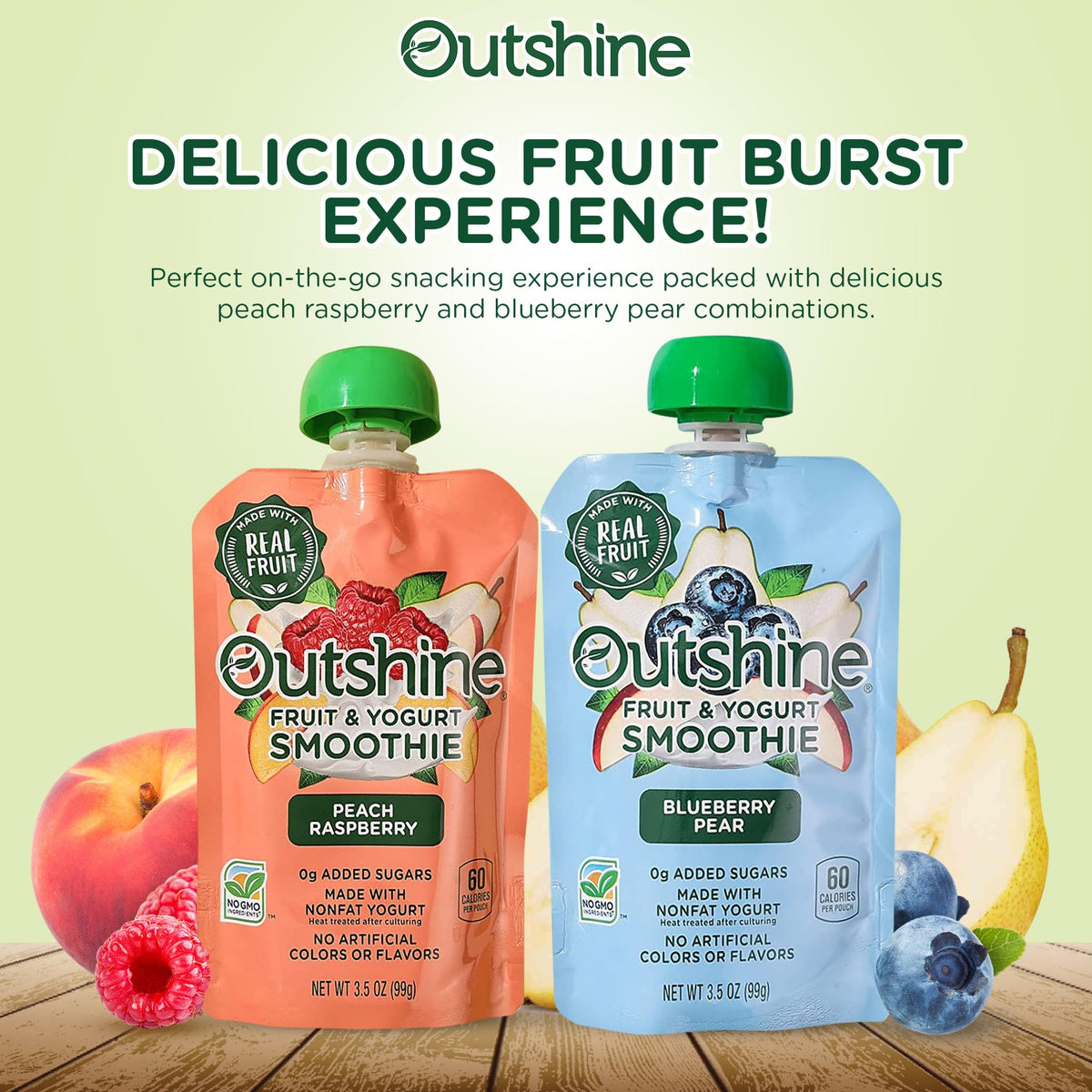 Outshine Fruit & Yogurt Smoothie Pouches lunchbox-ready display
