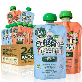 Outshine Fruit & Yogurt Smoothie Pouches pack shot showing family-friendly snack options