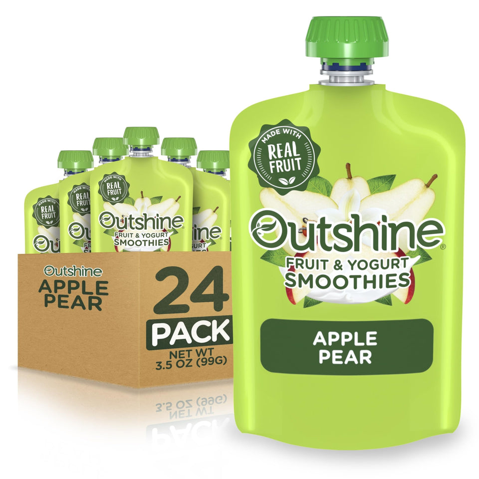Outshine Smoothie Pear Vanilla Yogurt Pouch front view, perfect for on-the-go snacking.