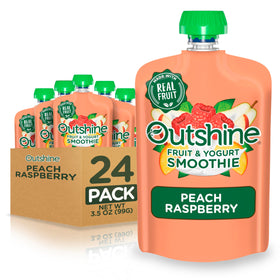 Outshine Smoothie Raspberry Peach pouch front view, ideal for on-the-go snacking
