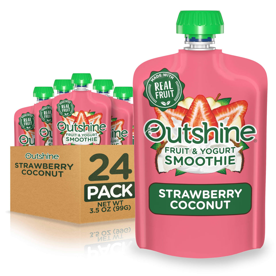 Outshine Smoothie bottle pour reveals Strawberry Coconut blend for on-the-go refreshment