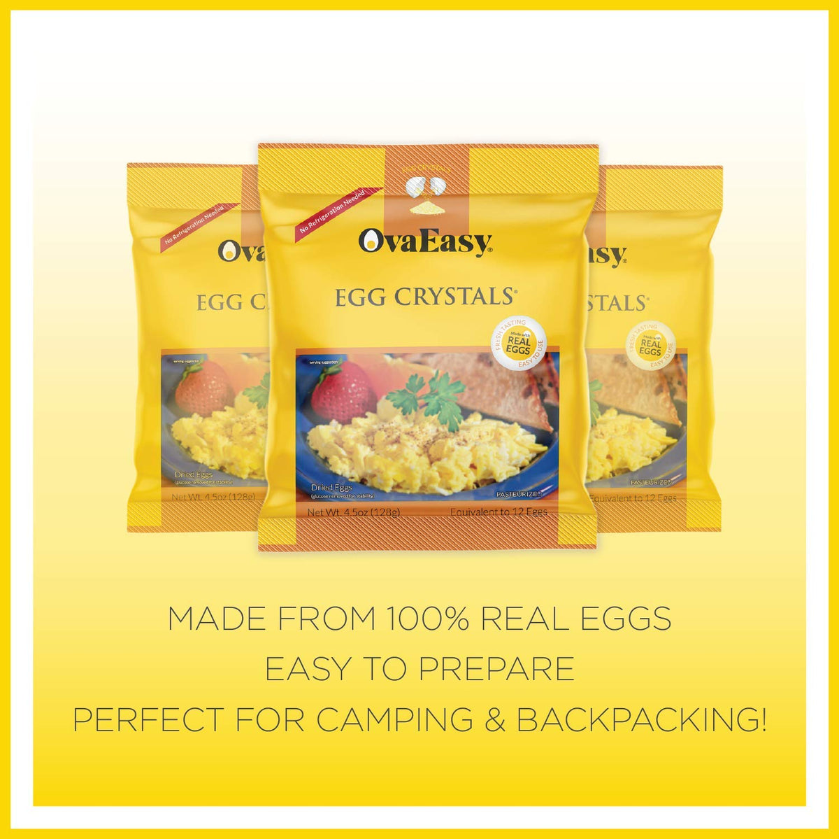 OvaEasy egg crystals powder for fast rehydration on hiking trips.