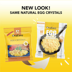 OvaEasy powder eggs with USDA pasteurized label emphasizes safety.
