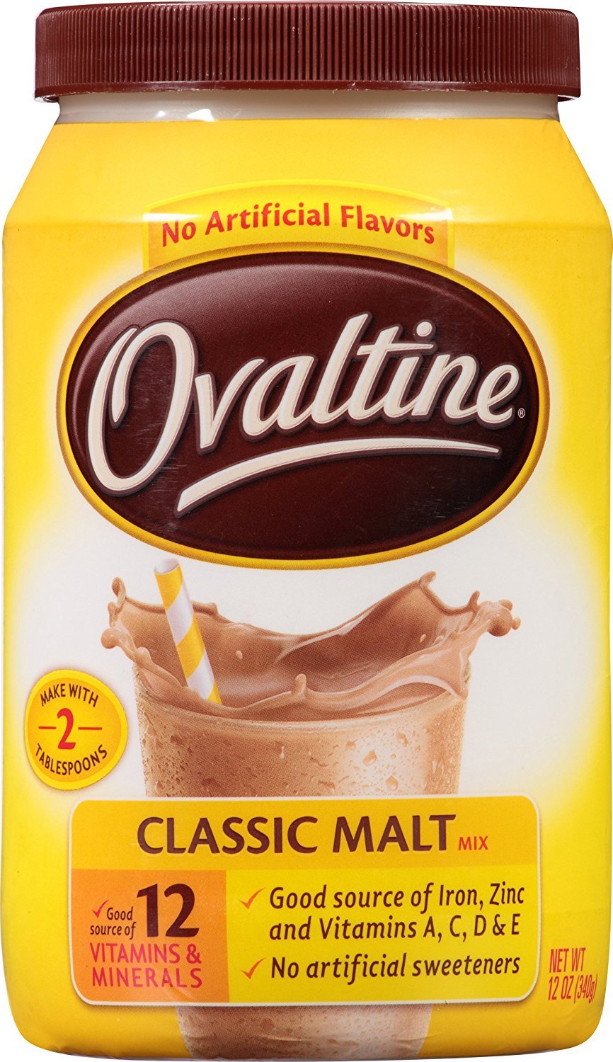 Ovaltine Classic Malt powder canisters six-pack for easy chocolatey drinks.