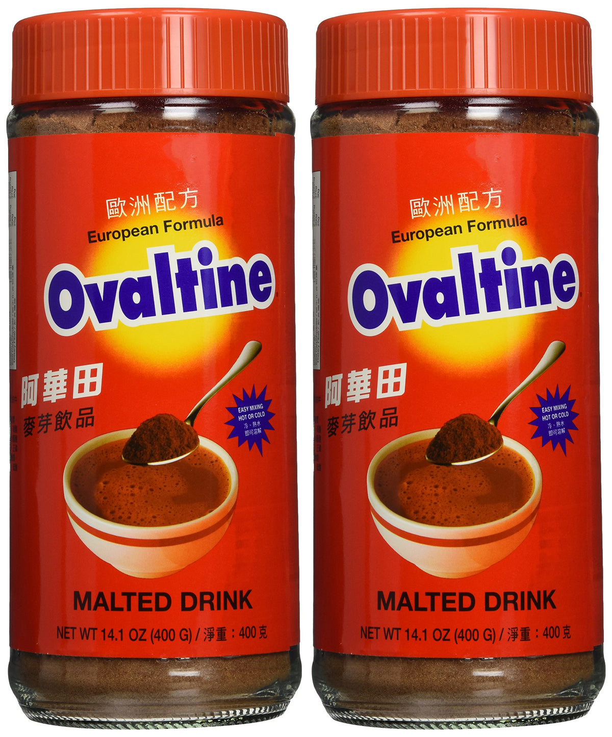 Ovaltine malt beverage mix 400g pack2, ideal for quick, comforting breakfasts.