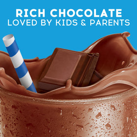 Ovaltine Rich Chocolate tubs beside milk for versatile drinks