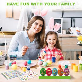 Ovenli magic wax crayon creates white resist patterns on eggs.