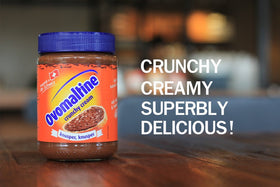 Close-up of crunchy malt pieces in OVOMALTINE Crunchy Cream for texture