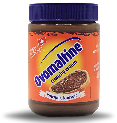 OVOMALTINE Crunchy Cream jar close-up with crunchy malt for a flavorful morning spread