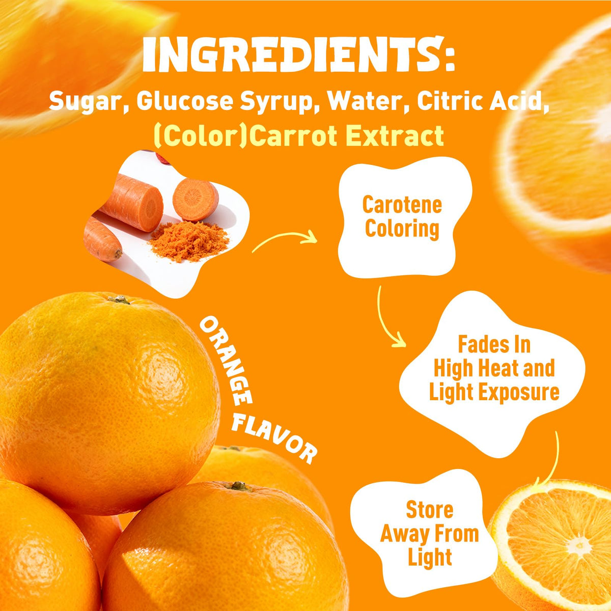 Oweiroi orange swirl lollipop closeup, bright treat perfect for candy buffets.