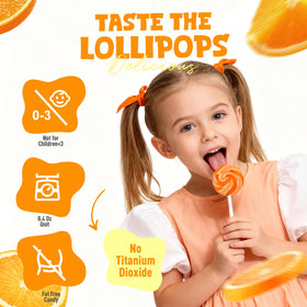 Oweiroi orange lollipop on party table display, great for celebrations.