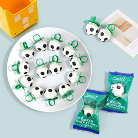 Oweiroi Soccer Ring Candy bags showcased as convenient party favors.