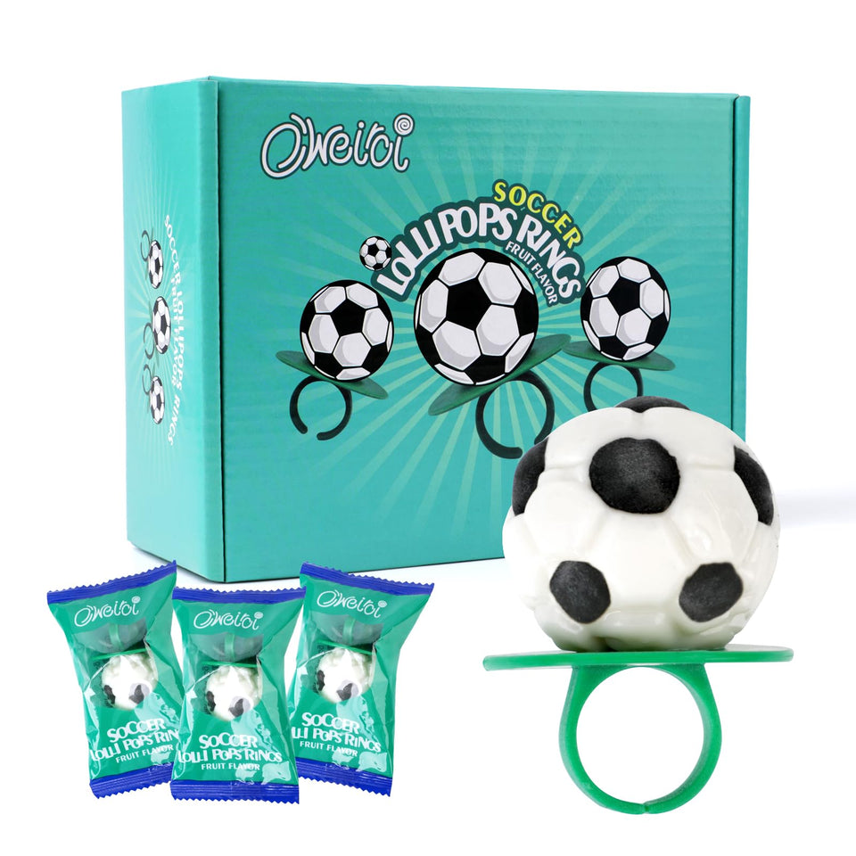 Oweiroi Soccer Ring Candy pack displayed for party treats and favors.