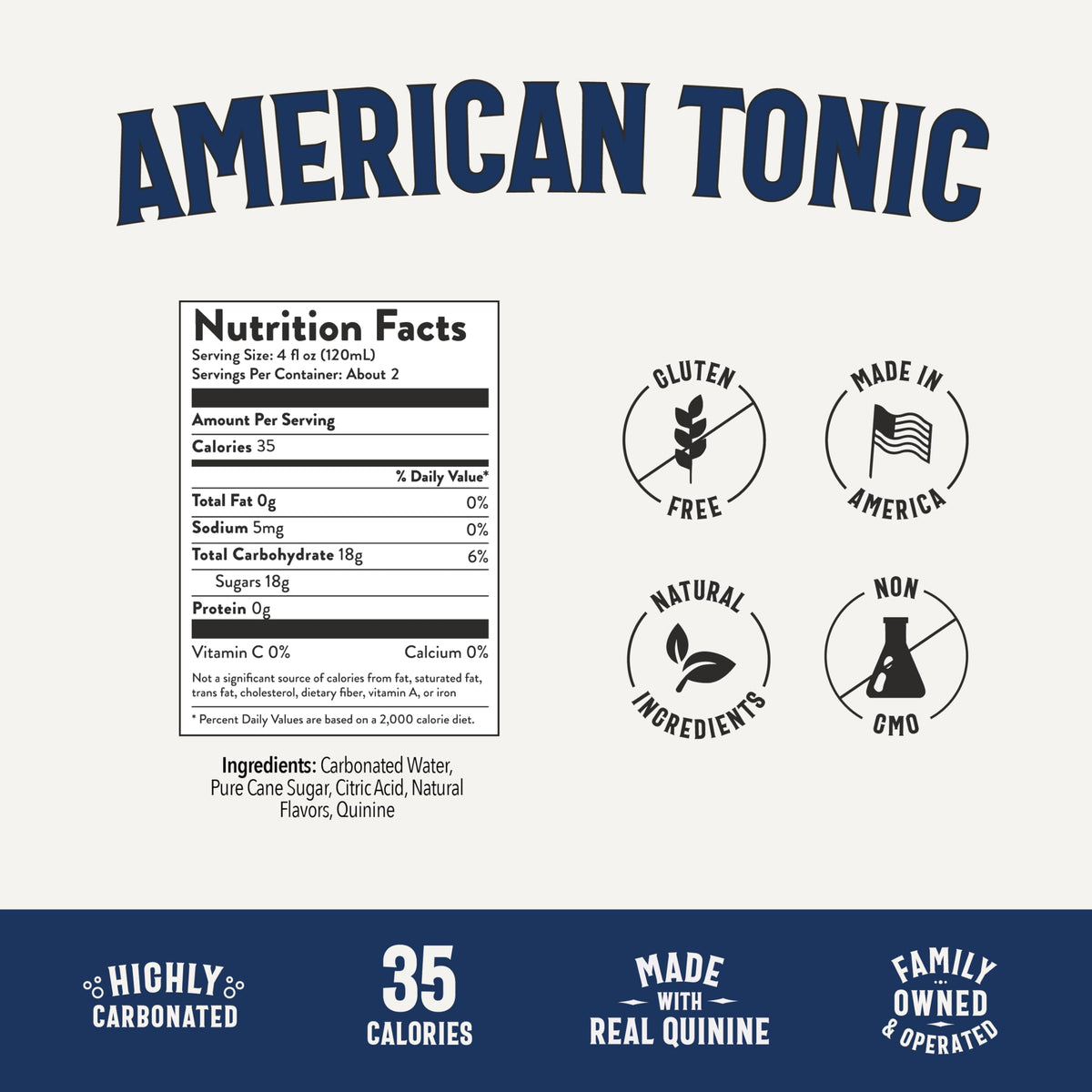 Owen's American Tonic 24-pack packaging underscores USA-made, family-owned craftsmanship
