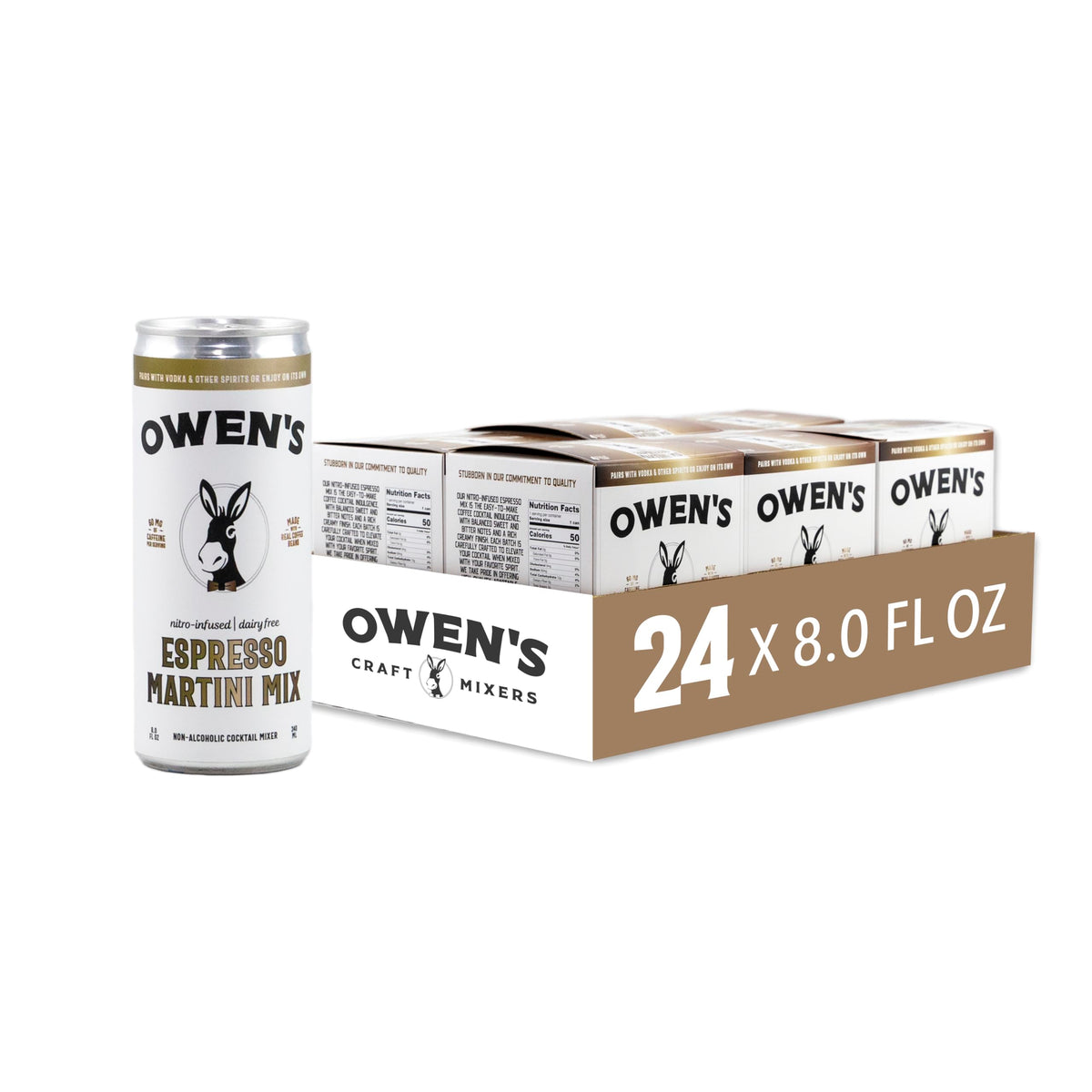 Owen's Craft Mixers espresso martini can closeup highlighting rich coffee flavor