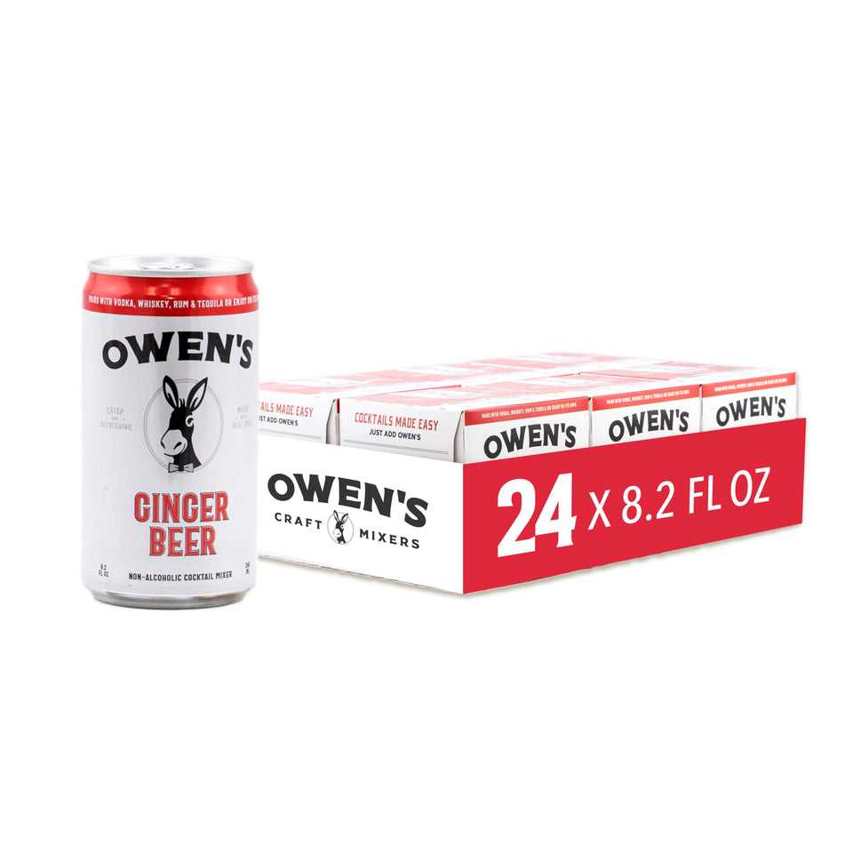 Owen's Ginger Beer can closeup highlights real ingredients for bold cocktails.