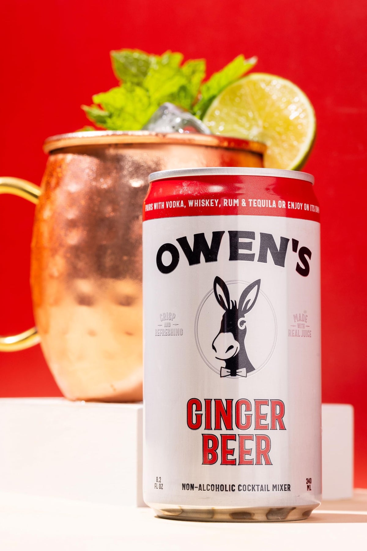 Owen's Ginger Beer ingredients showcase real ginger and lime for authentic flavor.