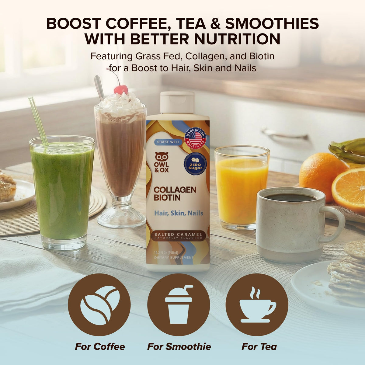 Salted Caramel flavor poured over foam creates balanced coffee profile.