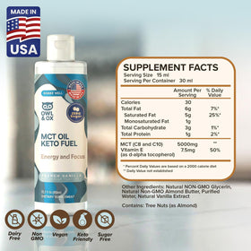 Owl and Ox Vanilla MCT Creamer cup shot highlights rich vanilla flavor with keto-friendly fats